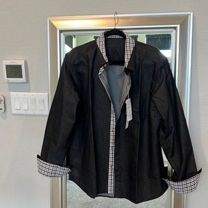 Coofandy mens long sleeve black and grey button down shirt